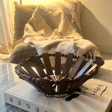 Geometric olive wood basket, France 1970