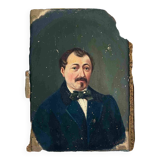 Raw attic: Painting "Portrait of a man with a bow tie" signed Cosson XIX°