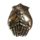 empty pocket or old patinated bronze ashtray, e, hand shape. Good condition.