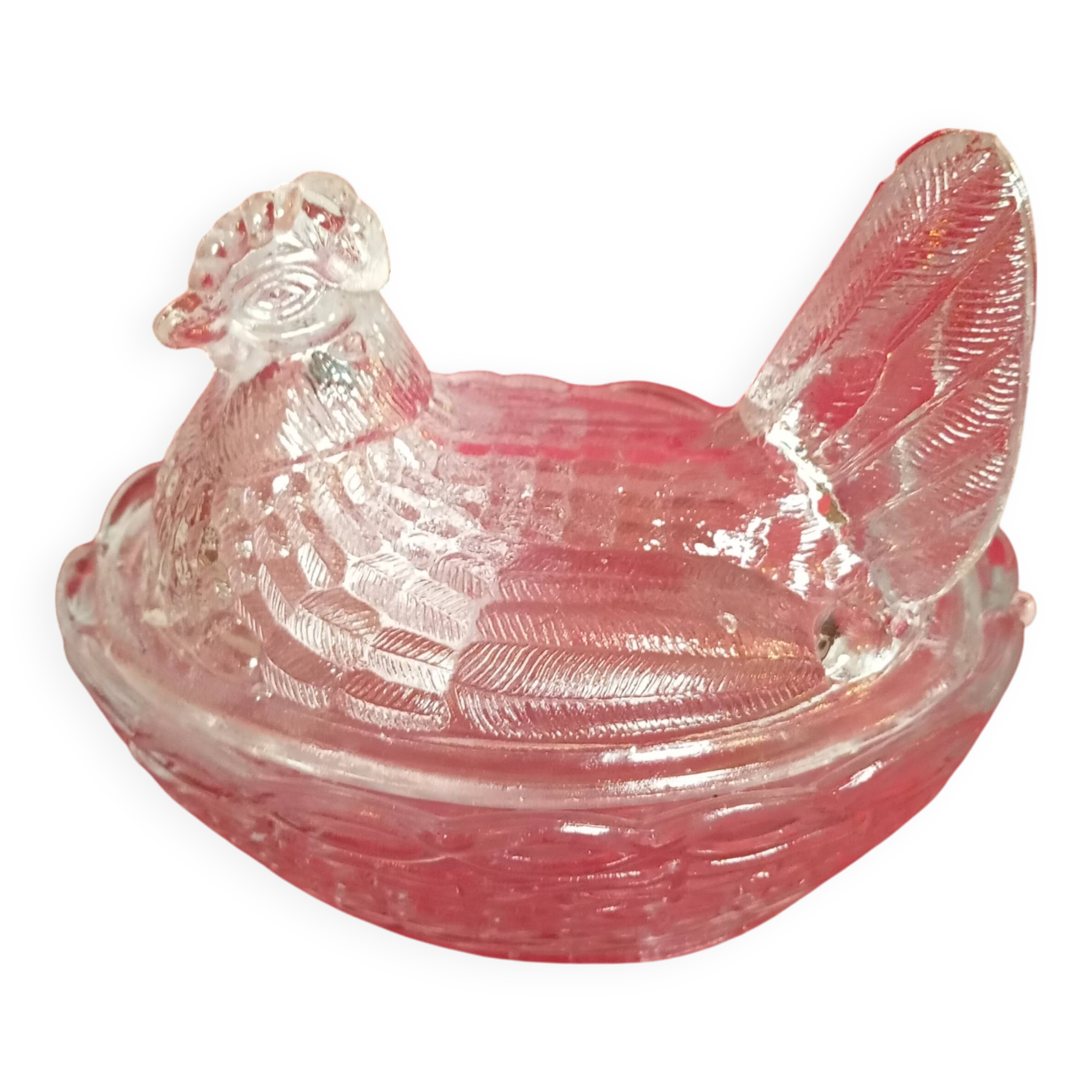 Glass chicken butter dish