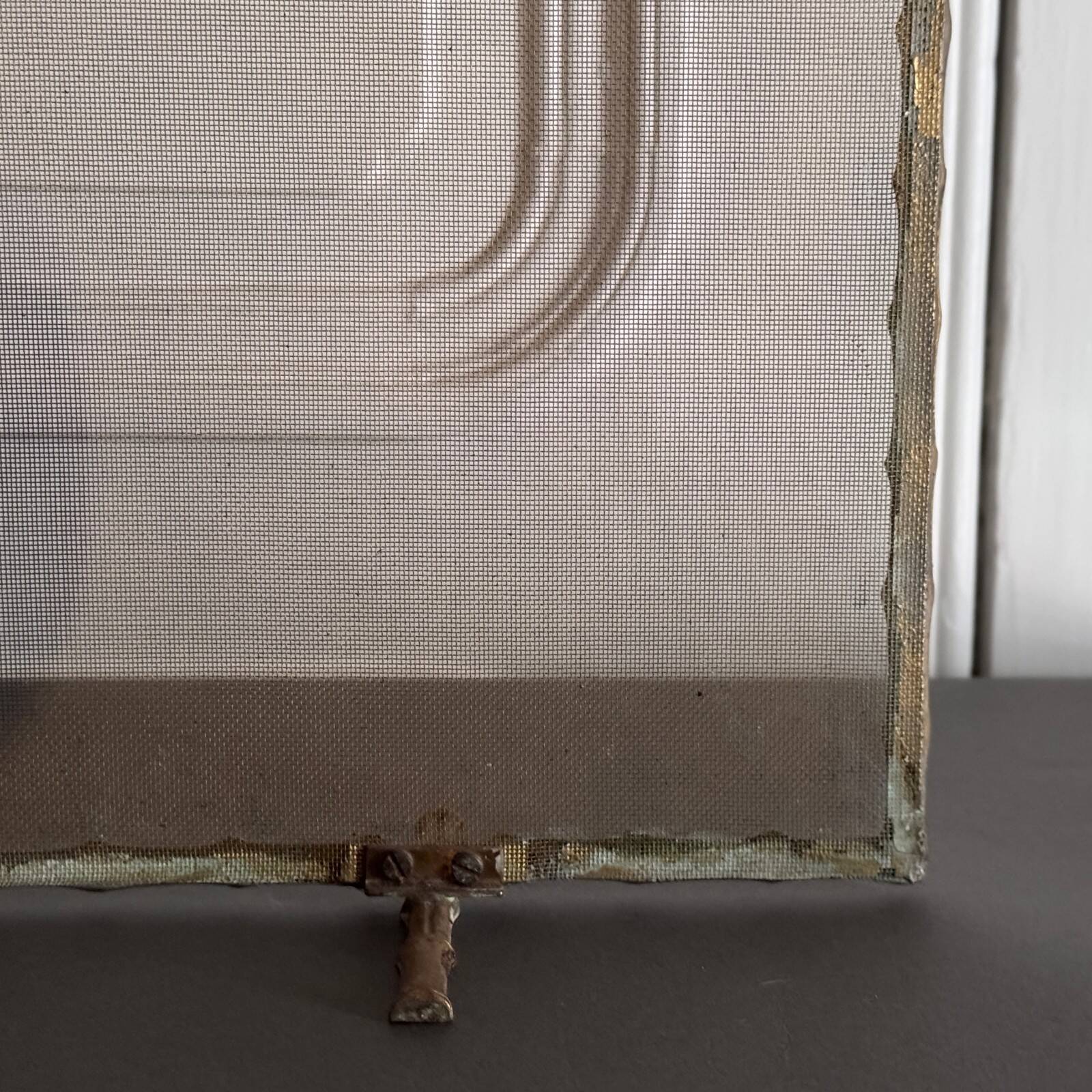 Gilt bronze fire screen with bamboo decoration, mid-20th century