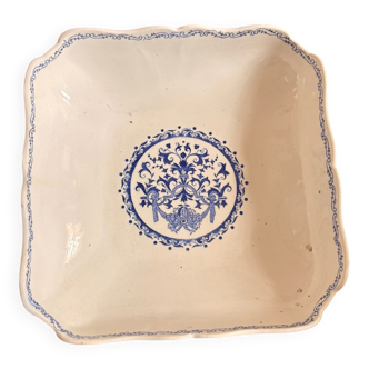 Old Dish Basket Vegetable Dish Earthenware Gien Rouen Renaissance Blue Model