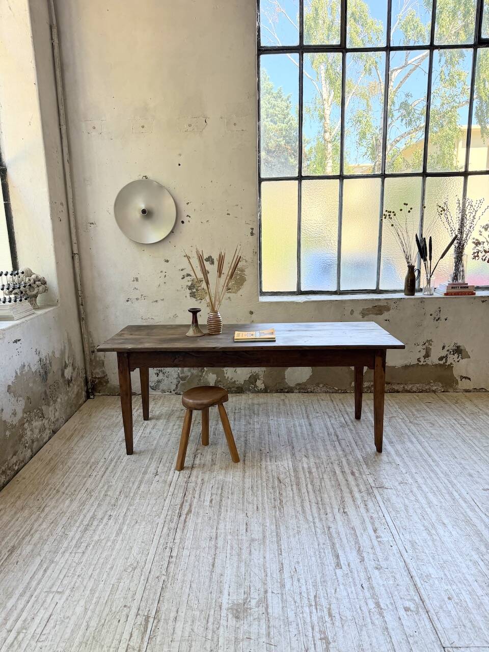 1950s oak farmhouse table with spindle legs