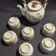 Service à thé vintage en grès six tasses et théière