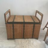 Vintage rattan bench chest