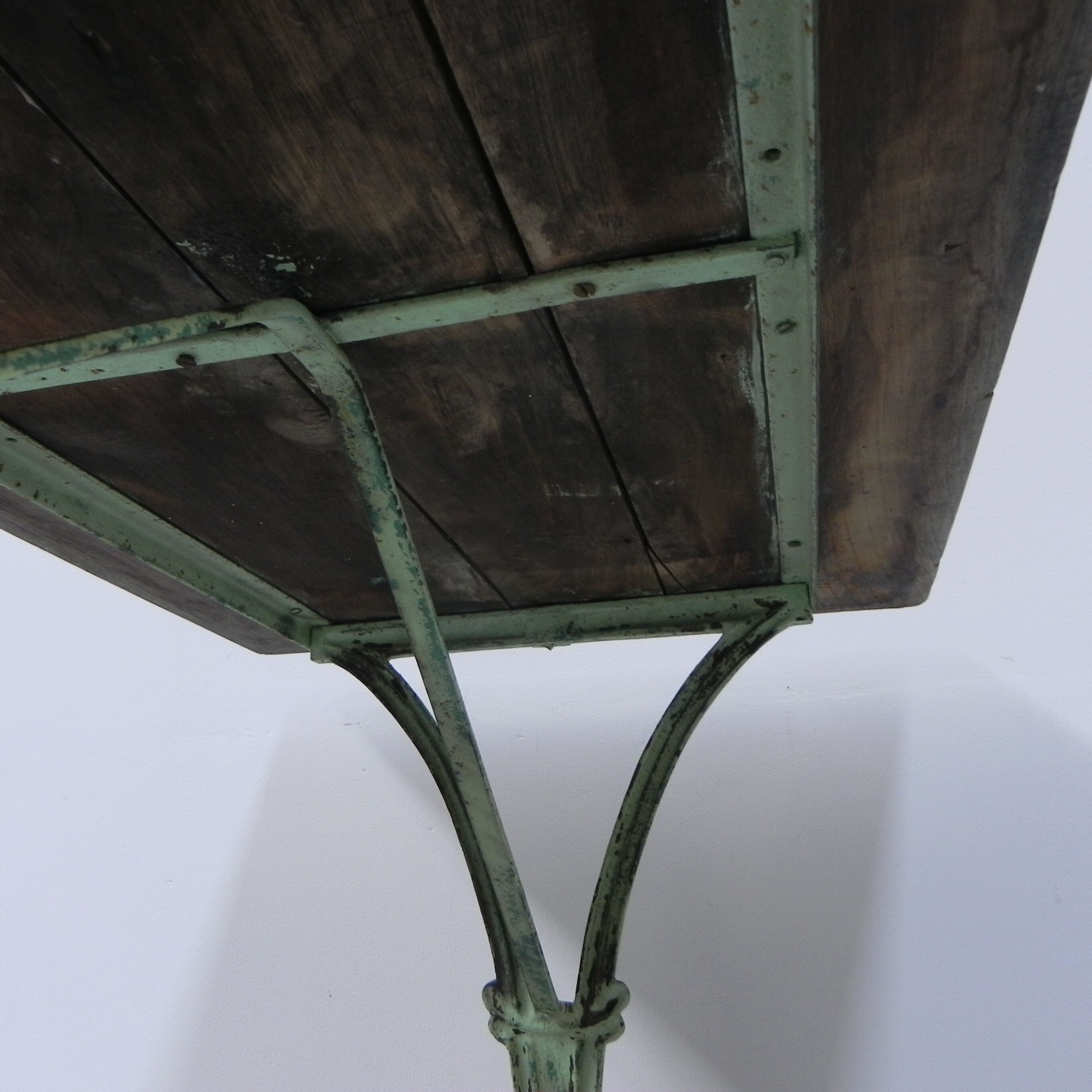 Art nouveau bistro table with cast iron frame