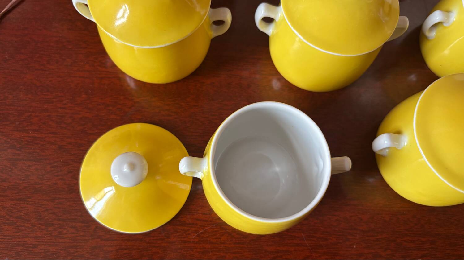 5 small fine porcelain cream pots