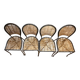 Lot de 4 Chaises en Fer Forgé et Rotin