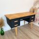 Vintage desk, Scandinavian style, Black lacquer and Beech
