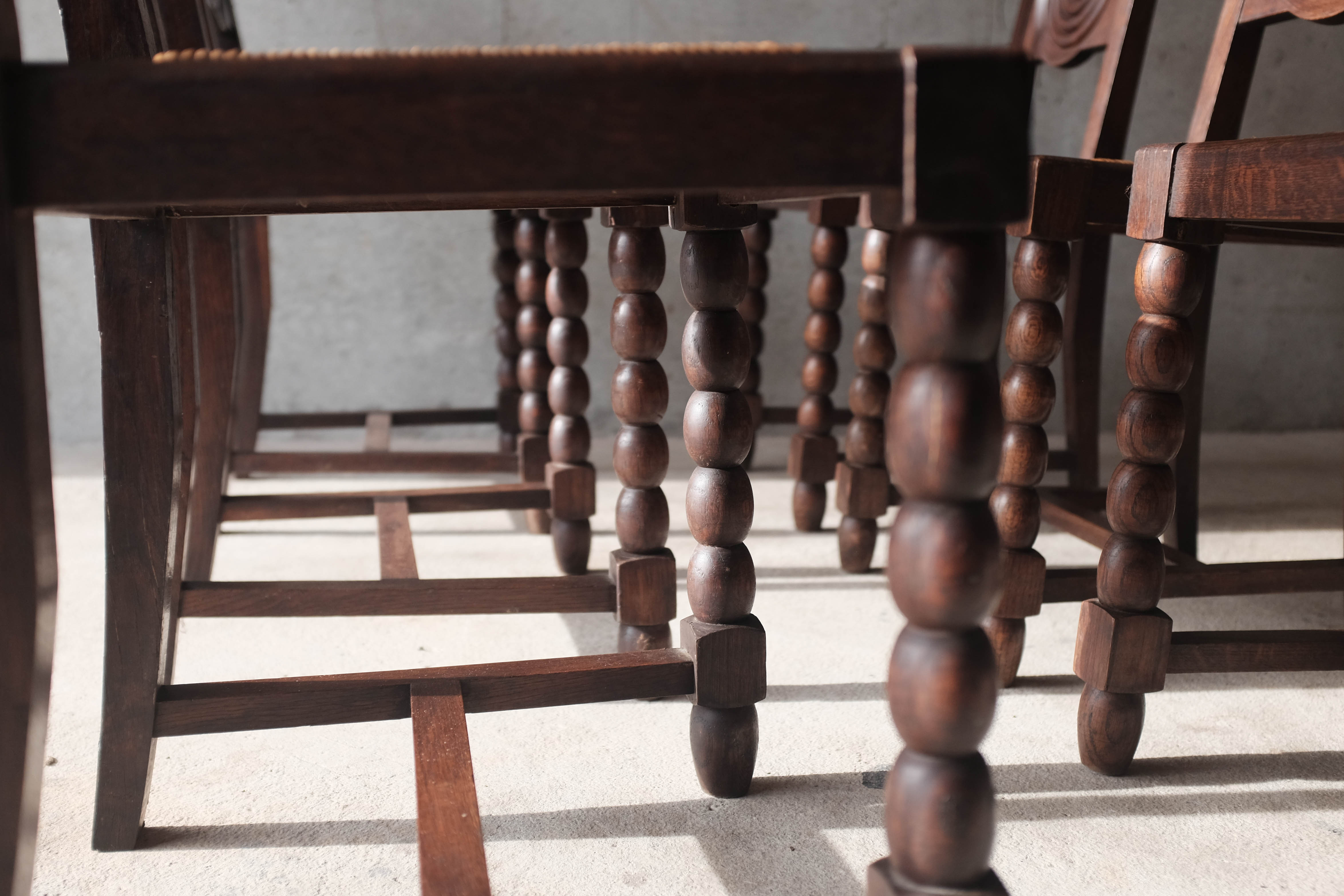 Set of 6 neo-Basque mulched chairs in the taste of Victor Courtray