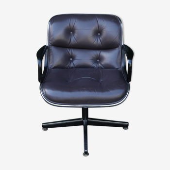 Fauteuil Pollock pour Knoll cuir couleur prune/violet