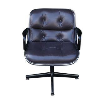 Pollock armchair for Knoll leather plum/purple