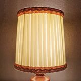 Danish wooden lamp with pleated fabric lampshade, 1970