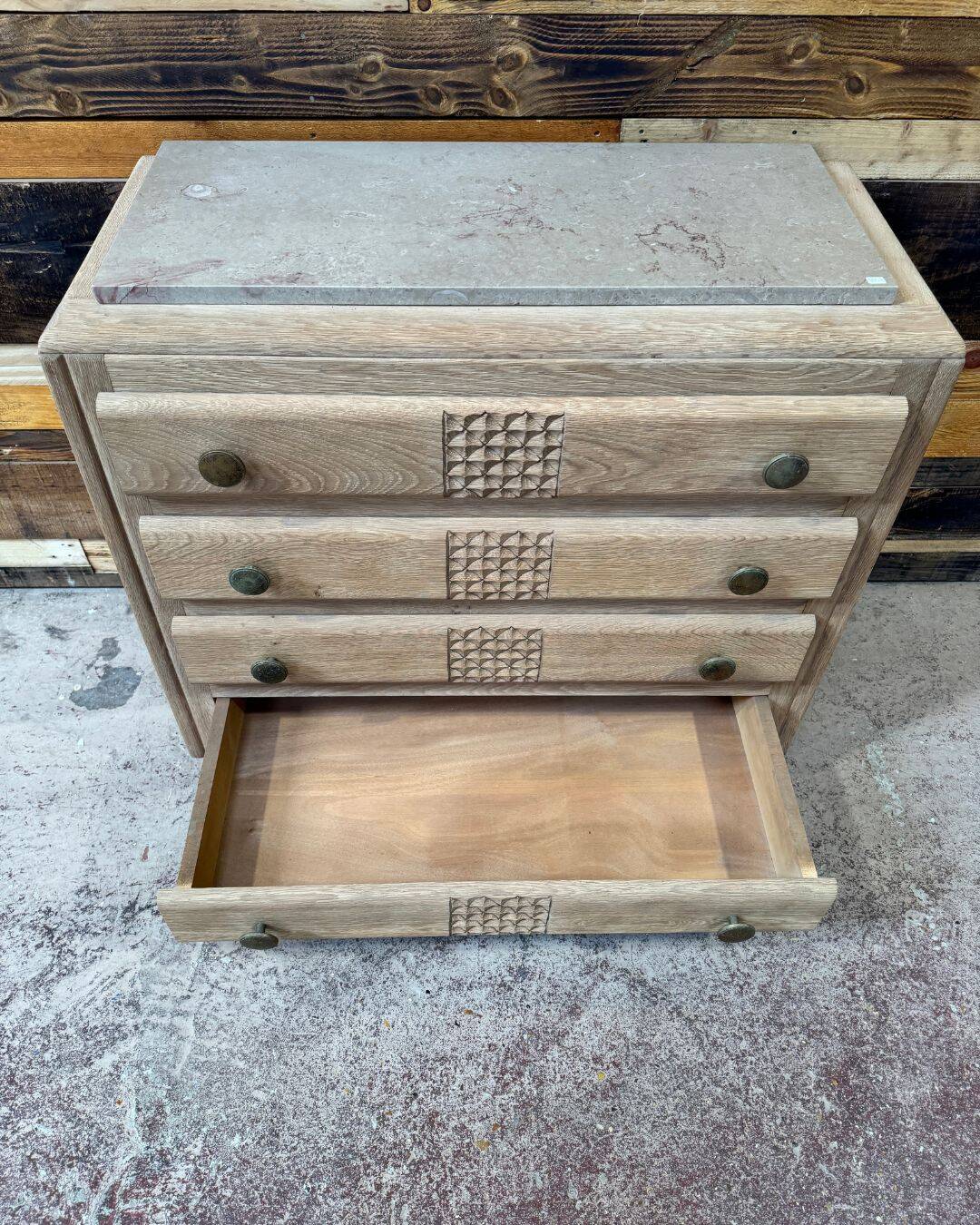 Art Deco commode in sandblasted oak
