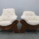 Pair of Brutalist oak armchairs, Czechoslovakia, 1970s
