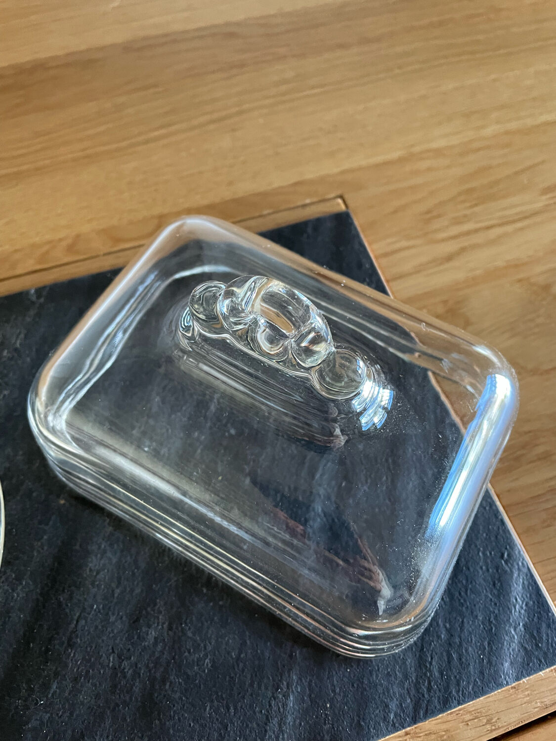 Glass butter dish