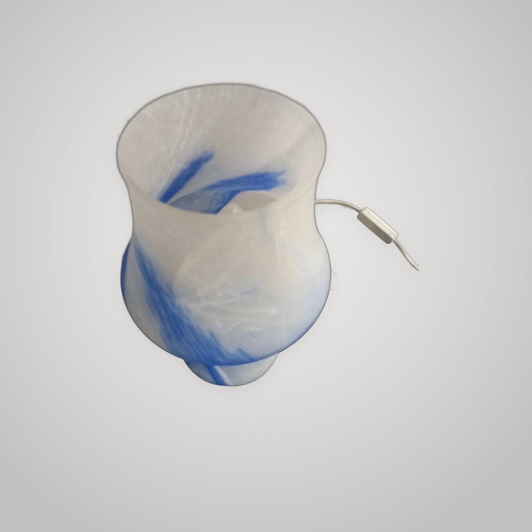 Vintage Murano Opaline Mushroom Lamp with Tinsel Diffuser? Blu Table