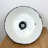 Industrial blue enamel factory lamp with cast iron top, 1960s