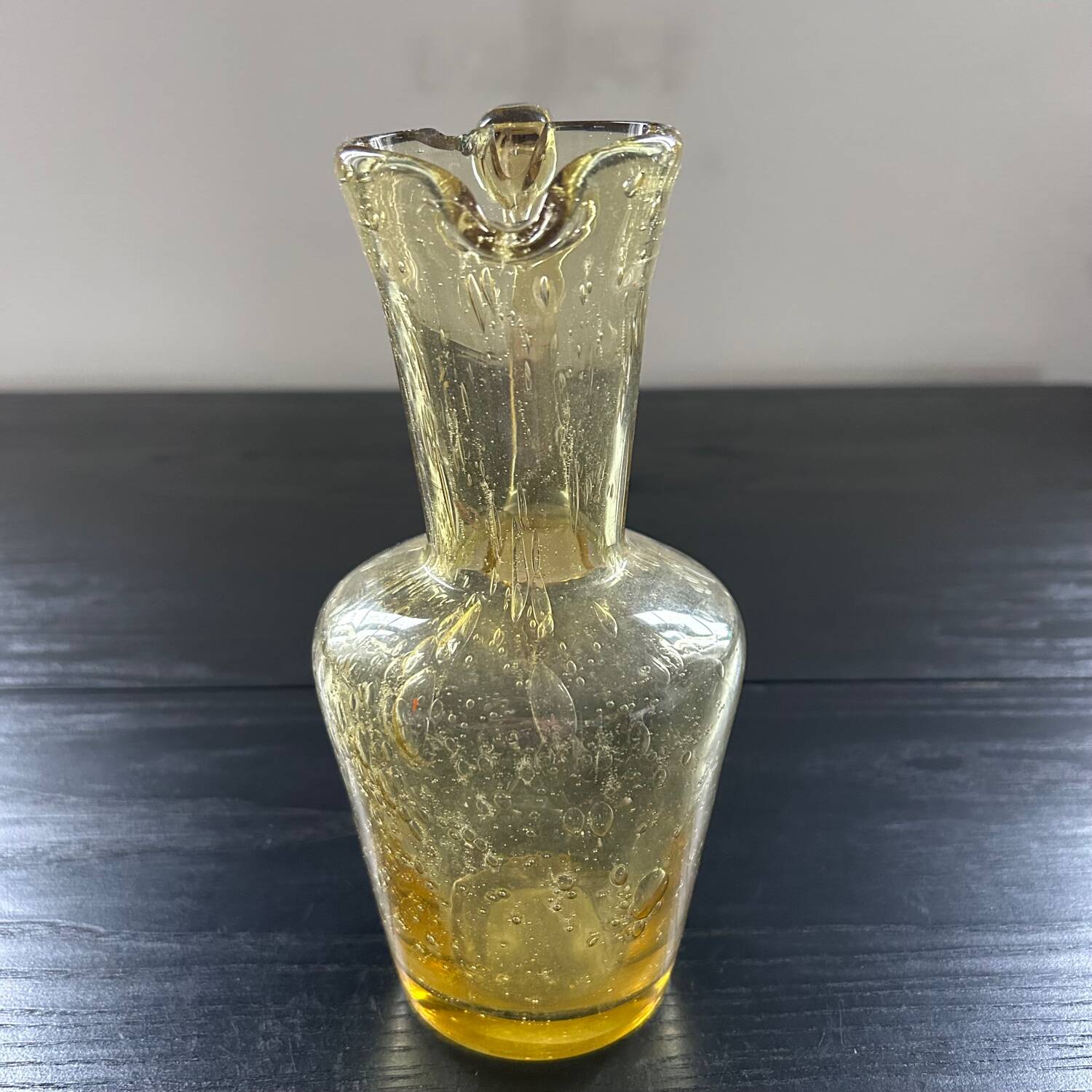 Bubbled glass style amber carafe