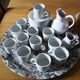 12 bistro coffee cups and 2 pots