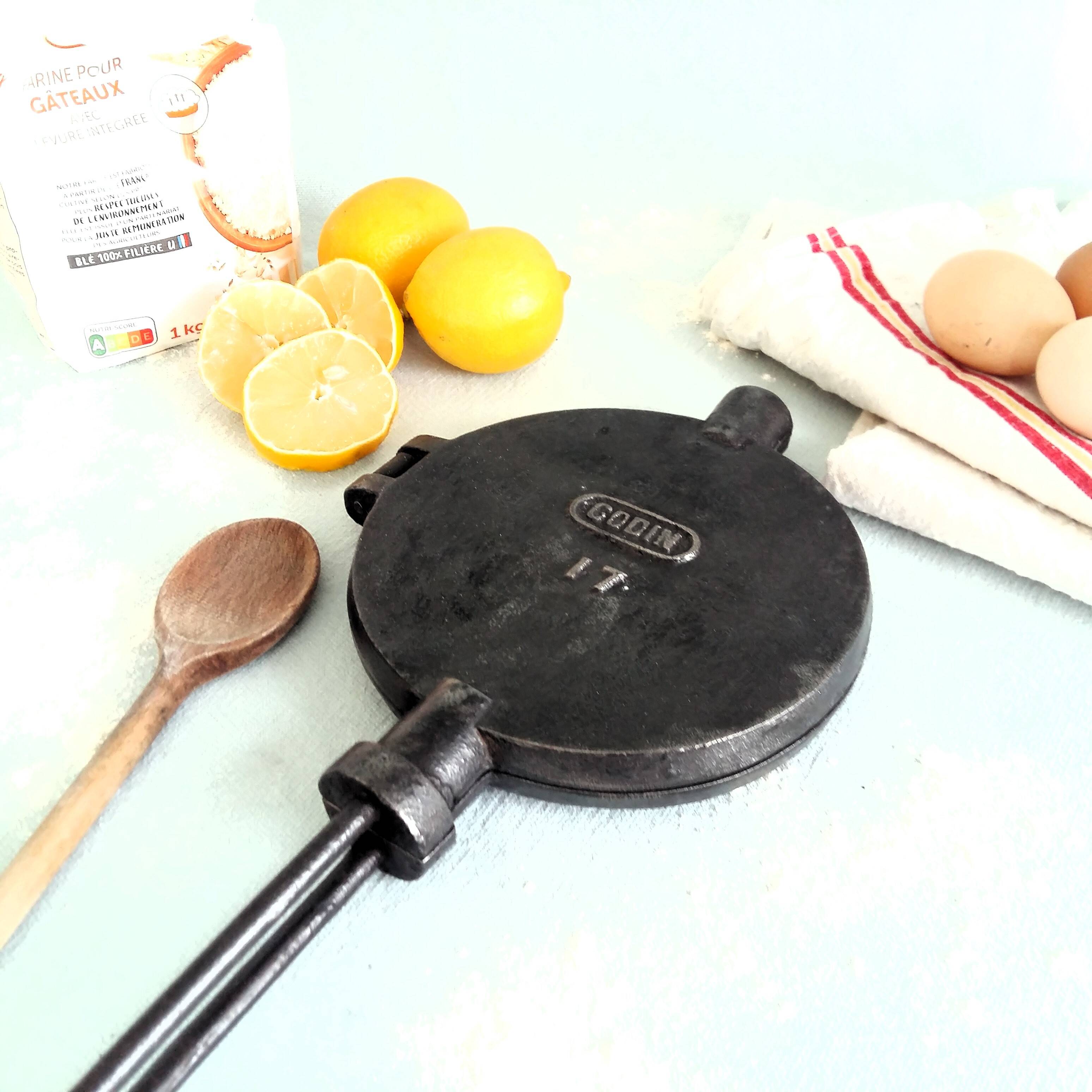 Antique Waffle Iron. French Godin Waffle Maker. Cast Iron Waffle Pan.