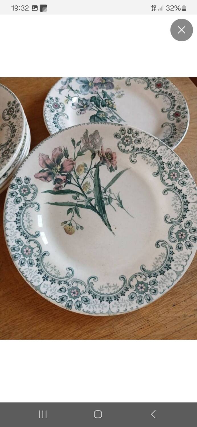 7 old flat plates Terre de fer