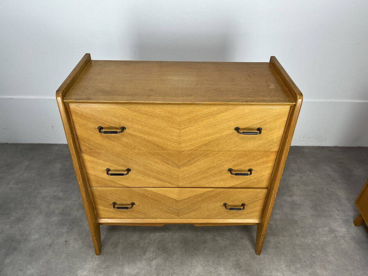 Scandinavian commode with compass legs, 1950s, light oak.