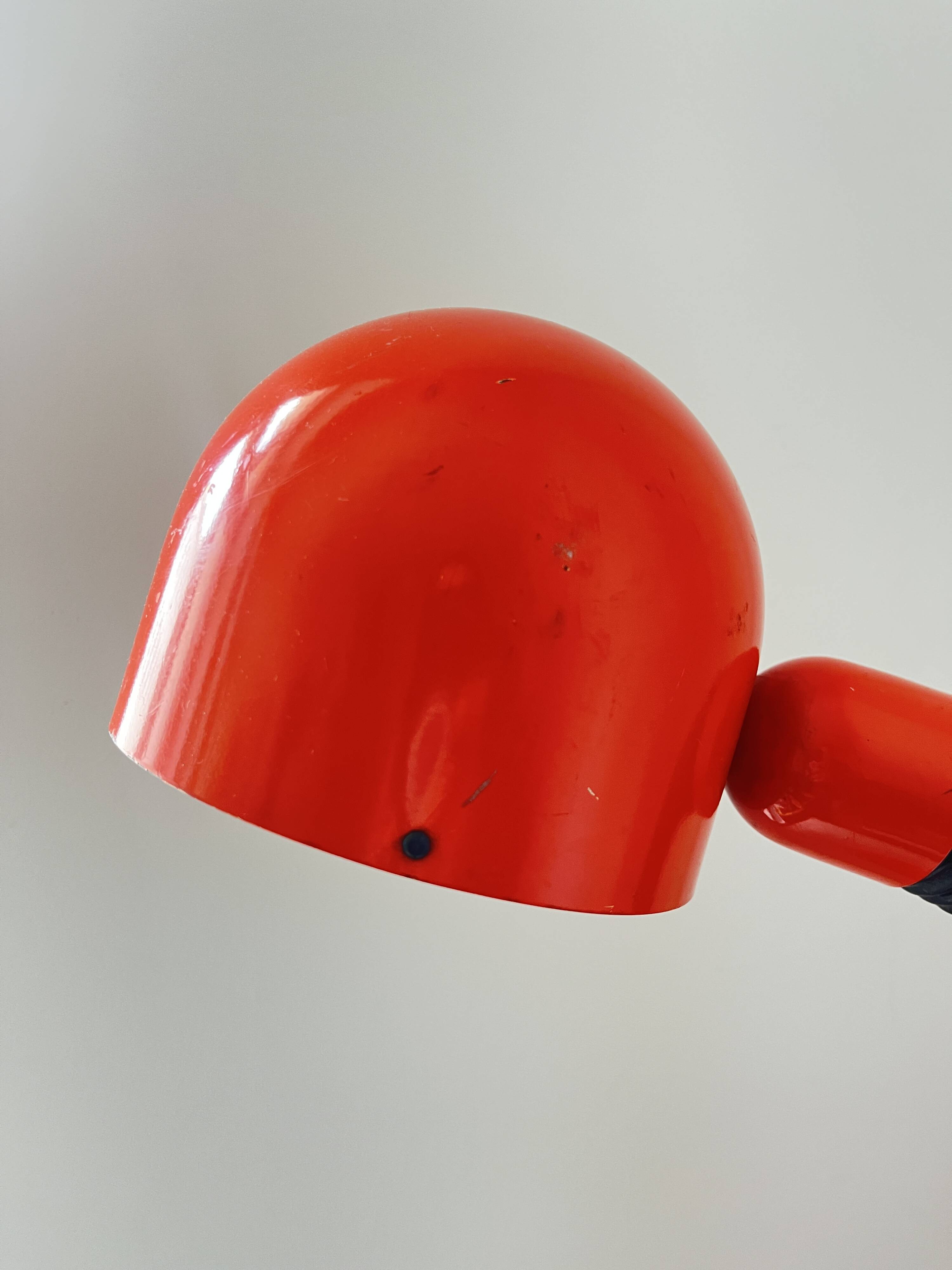 Vintage Space Age Orange Metal Table Lamp Adjustable Gooseneck, 1970s