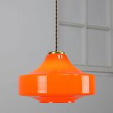 Mid-century italian orange glass & brass pendant lamp