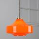 Mid-century italian orange glass & brass pendant lamp