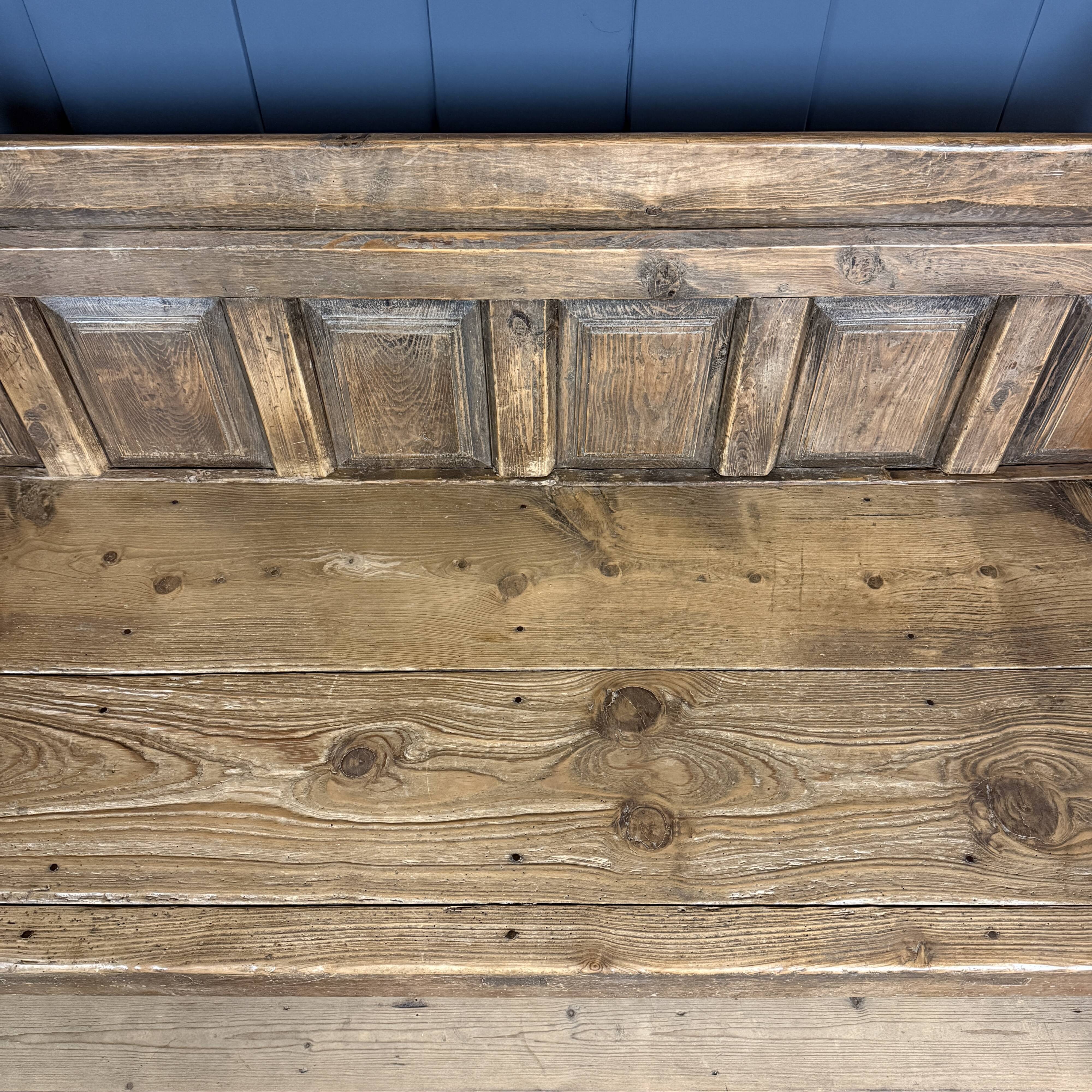 Large antique wooden Spanish bench from the 19th century