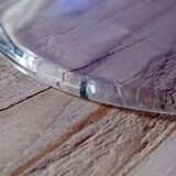 Plat a tarte sur pied en verre style bleu de Murano