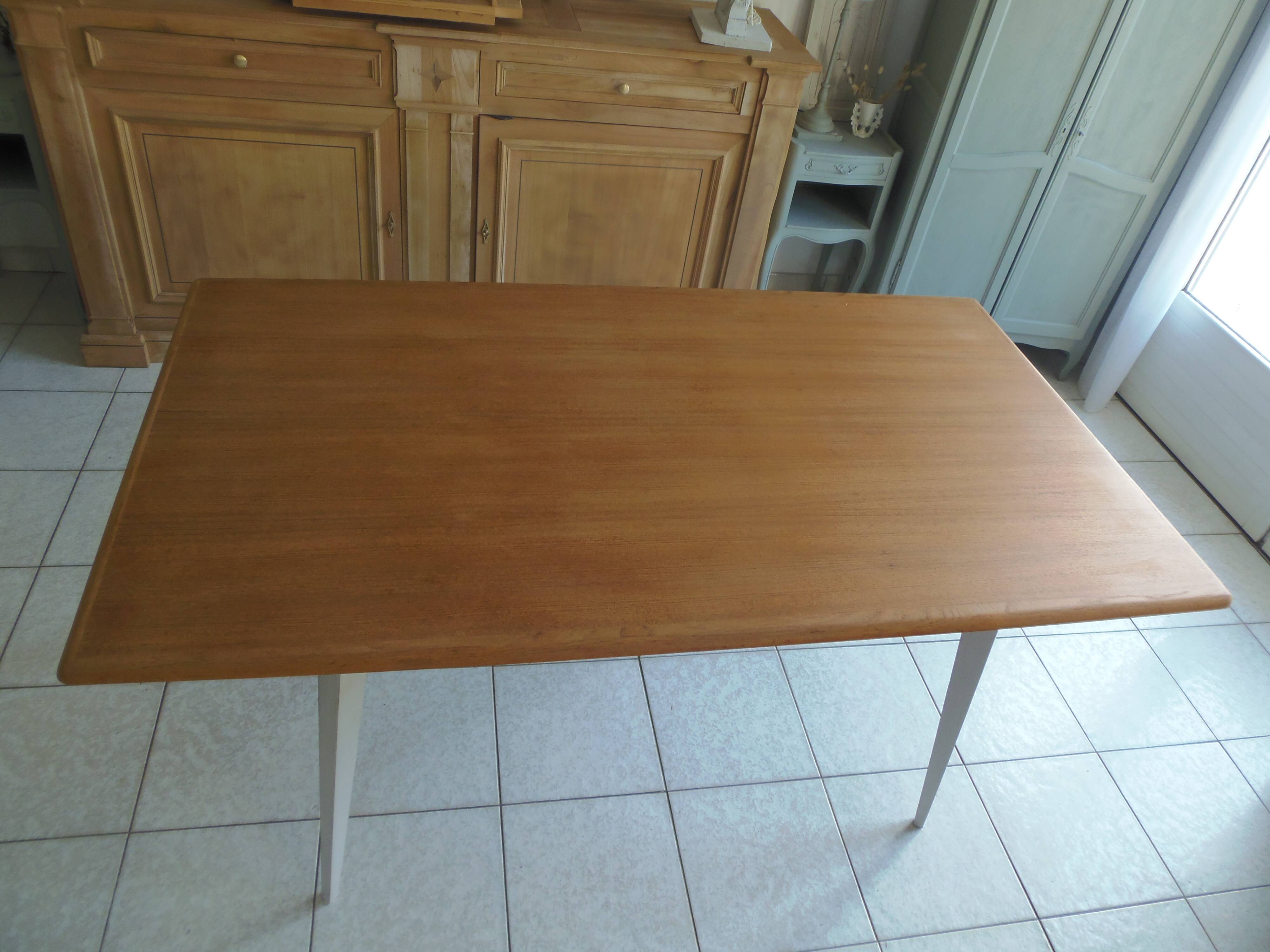 Vintage belt table and pearl gray compass base, wooden top