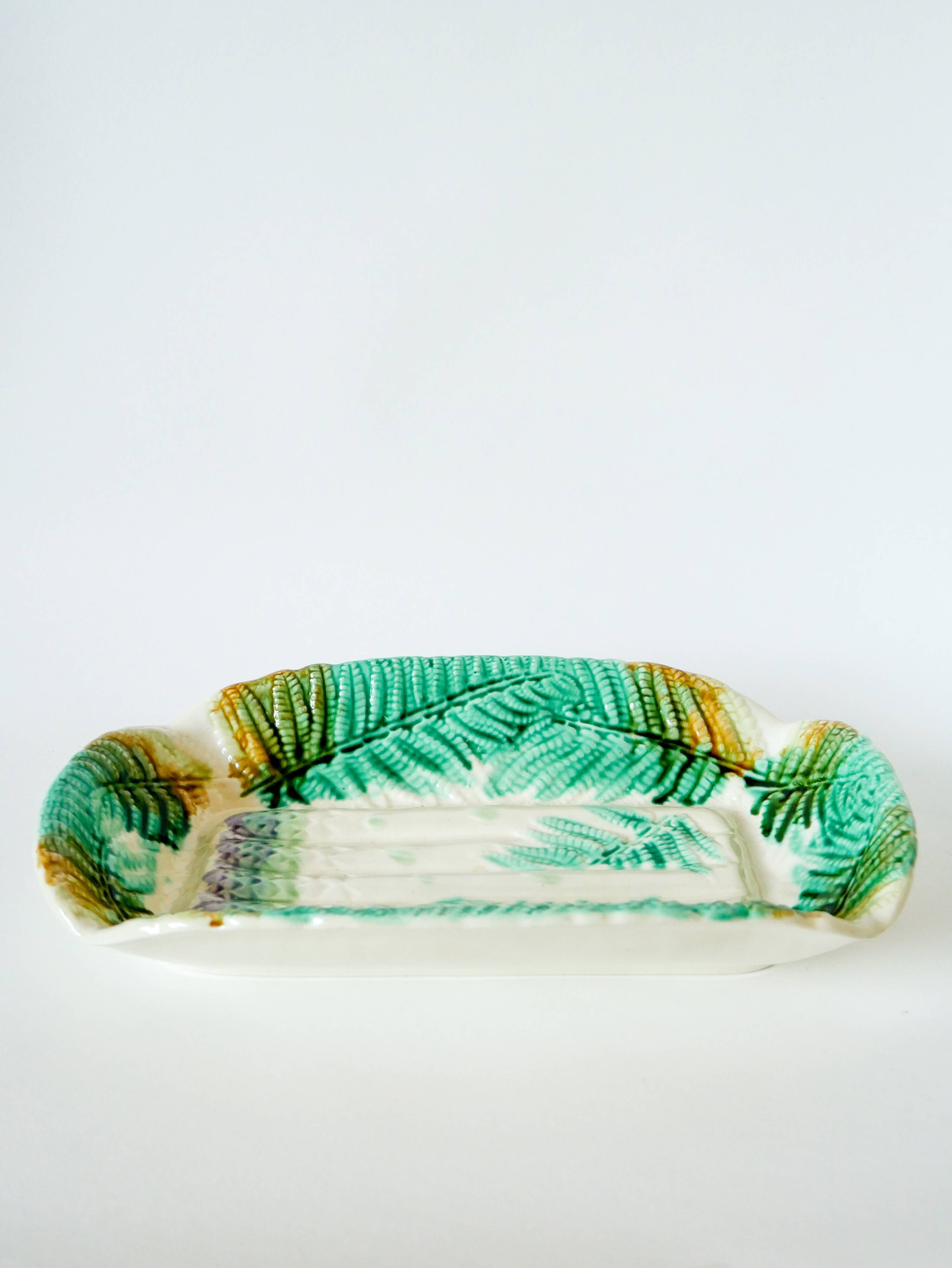 Large asparagus dish in Salins slip, early 20th century