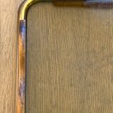 Serving tray in wood, brass and glass, 1960