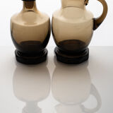 Art deco decanting set in smoked crystal glass