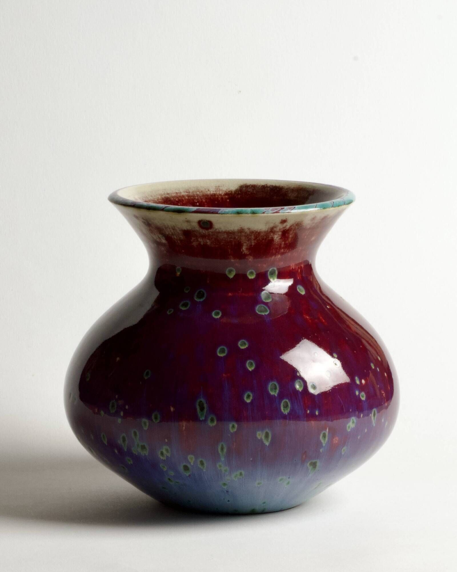 Porcelain vase with peacock glaze by Matsuyama Gaei.