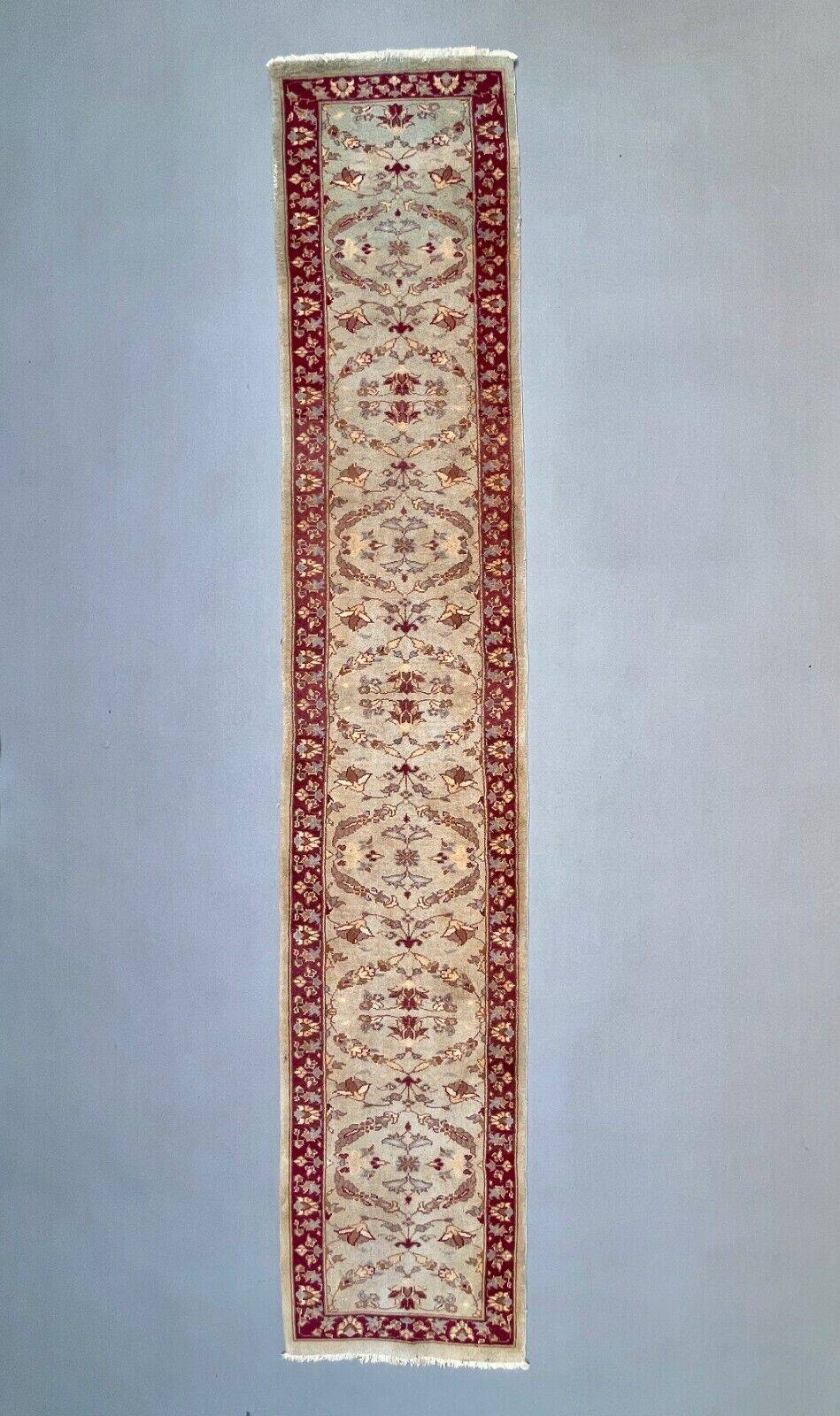 Very long tribal runner 440x82 cm tribal rug, beige, blue, vintage 2506