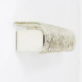 Wall-mounted mirror sconce by J.T. Kalmar, brass and textured glass, Austria, 1950s.