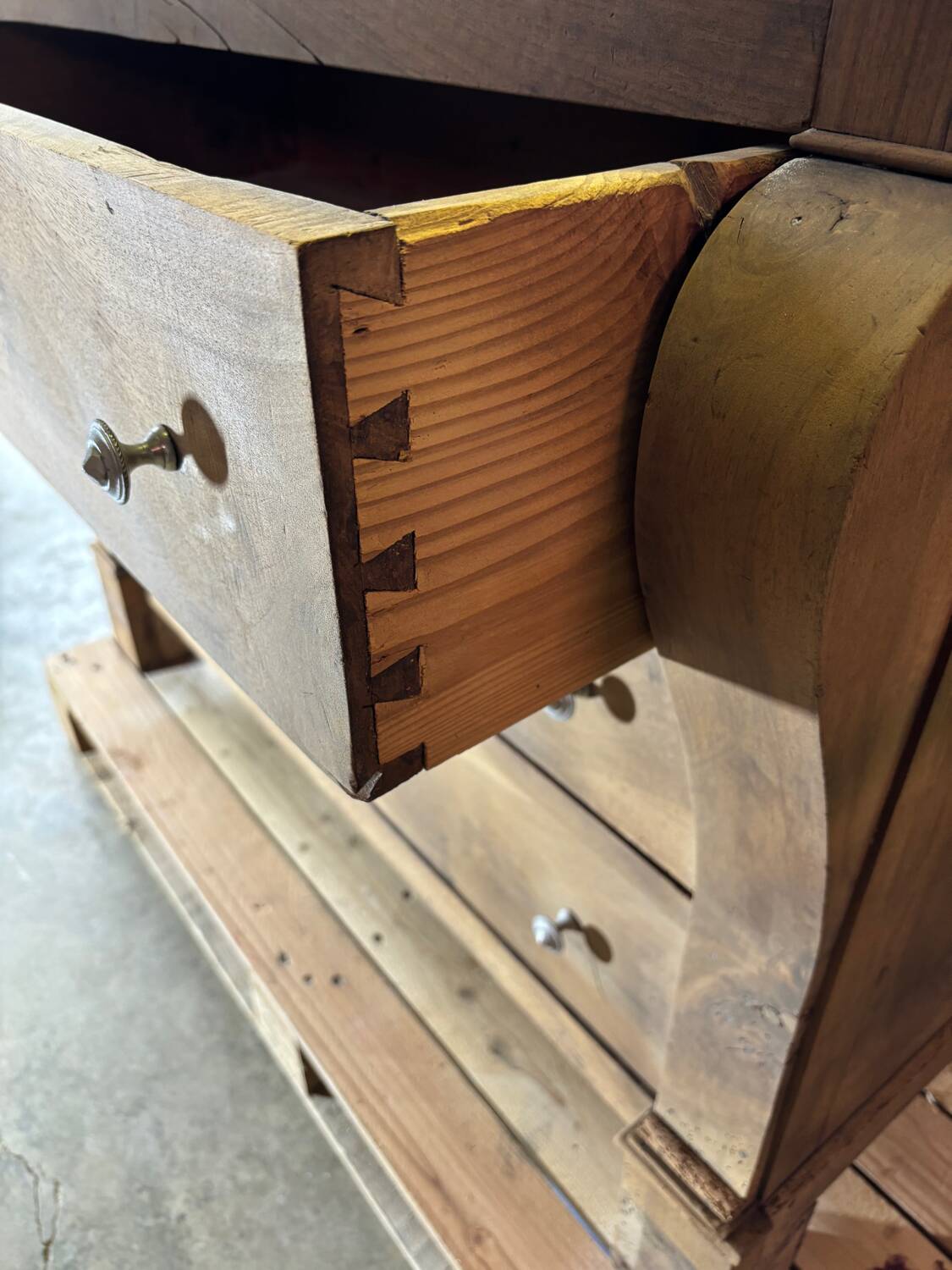 Old raw wood chest of drawers