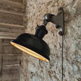 Pair of vintage black enameled metal wall sconces adjustable
