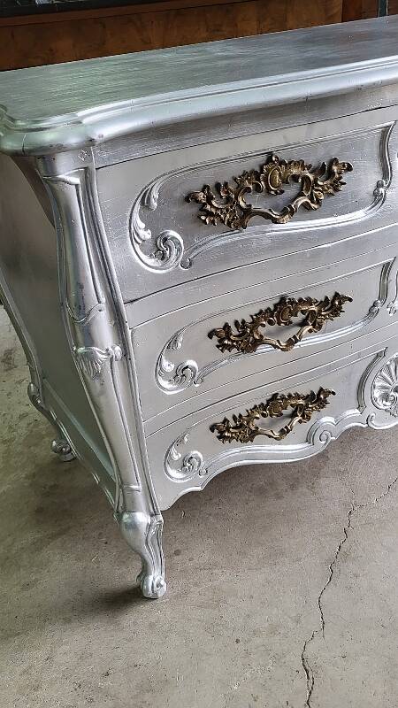 Commode style louis XV argente 3 tiroirs
