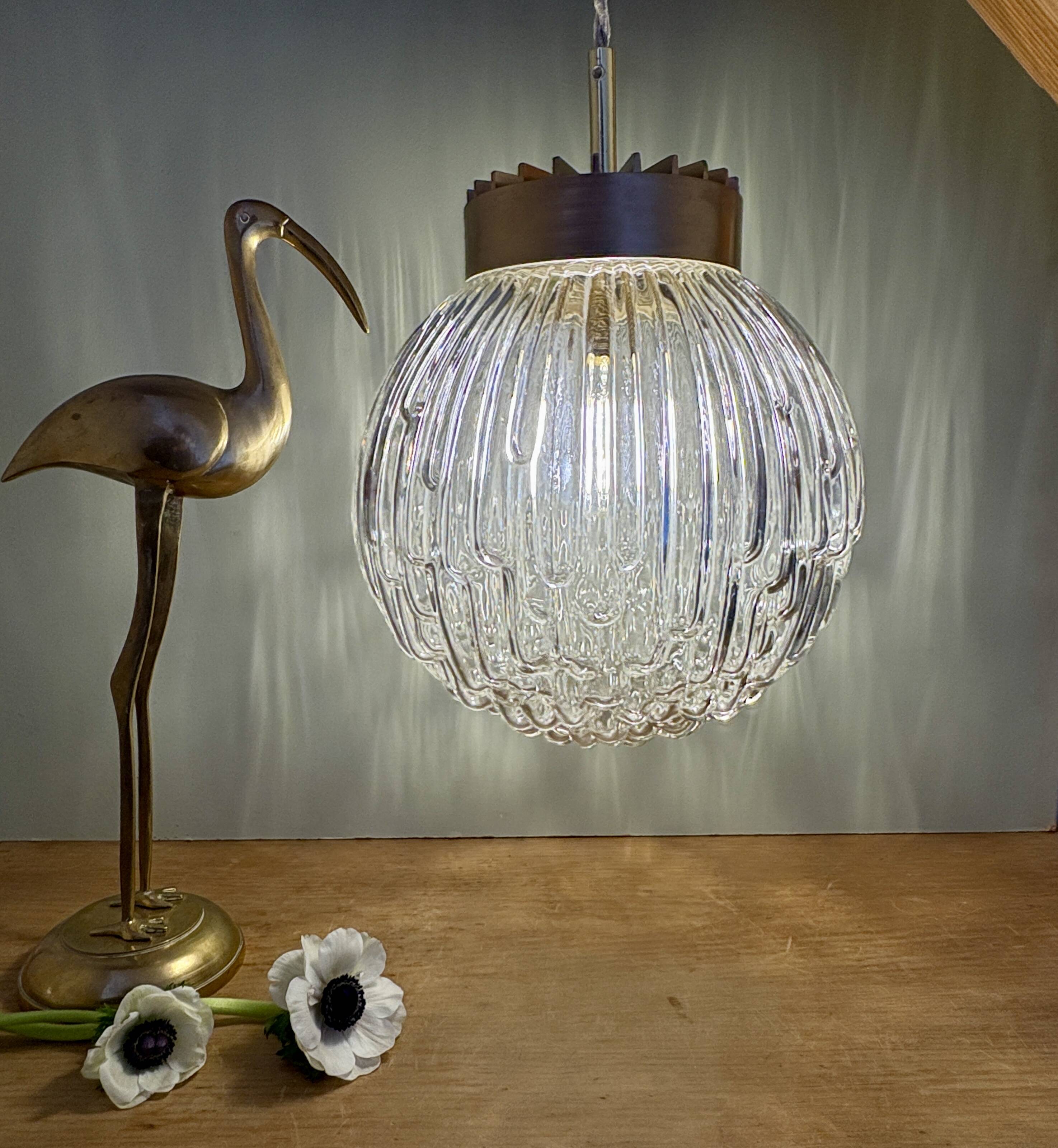 Vintage XL globe pendant light in molded glass