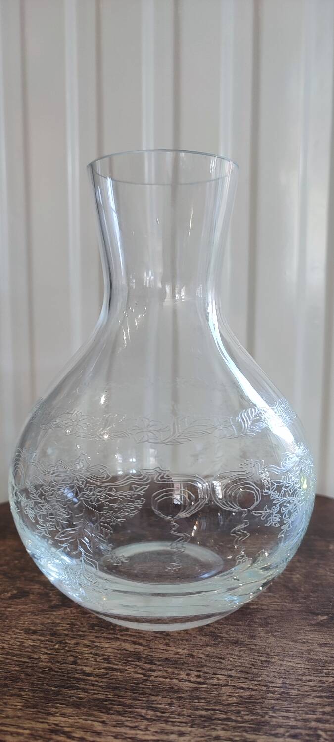Vintage silkscreened glass carafes