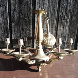 Ancien lustre 6-bras en laiton ou bronze