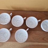 Henriot in Quimper - Set of 6 chocolate cups - Decorated with a pink rooster