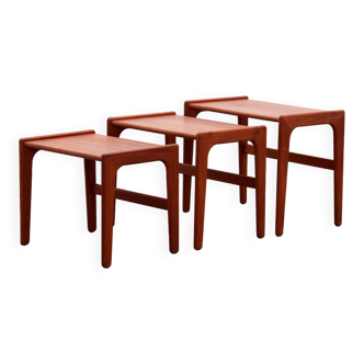 Vintage Scandinavian Teak Side Tables Set of 3, 1960