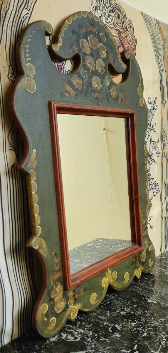 Louis XV Baroque style decorative painted mirror / 20th century