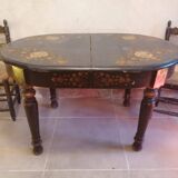 Set of a painted table with its 5 chairs