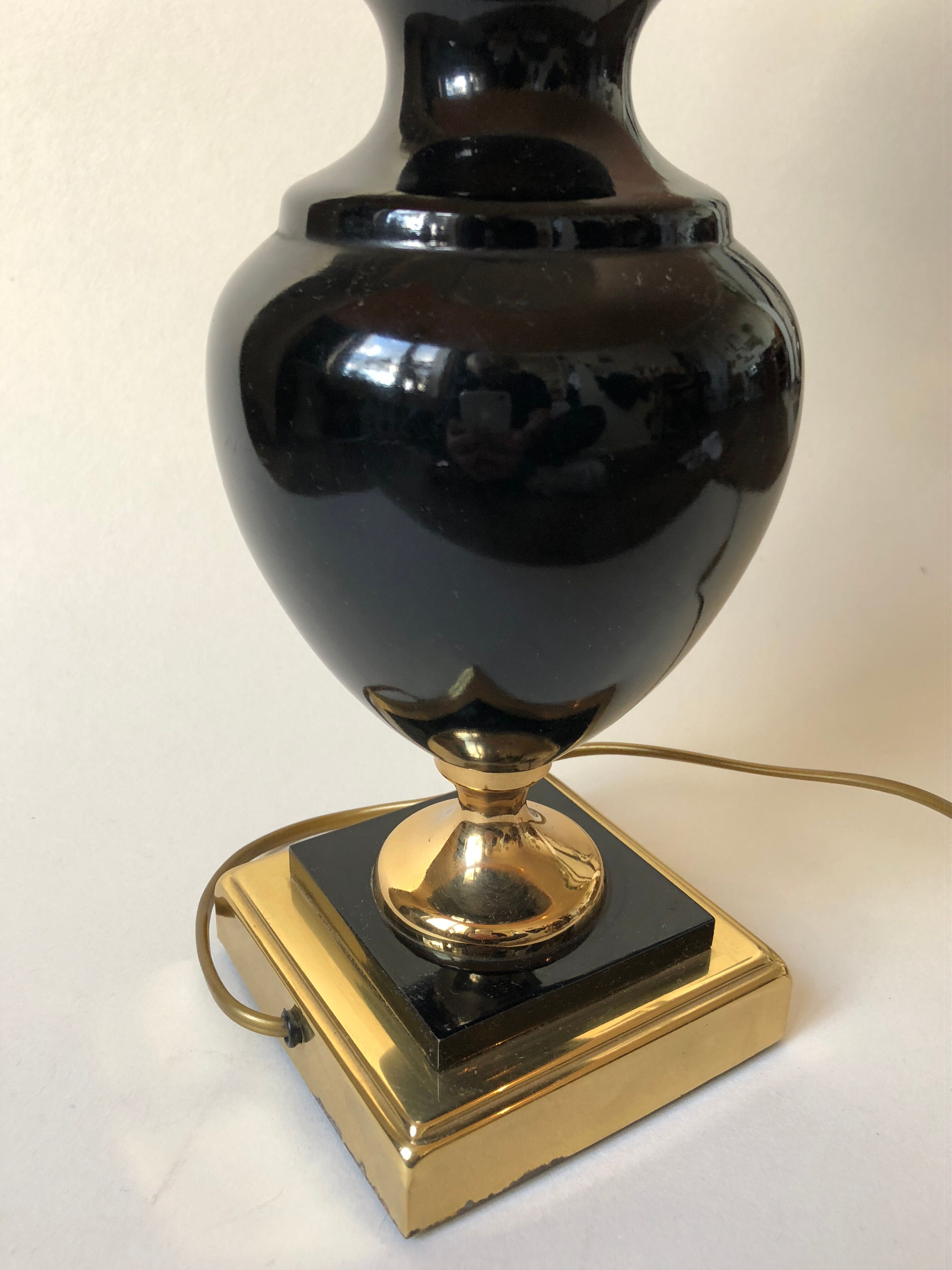 Lamp metal gold and black lacquered